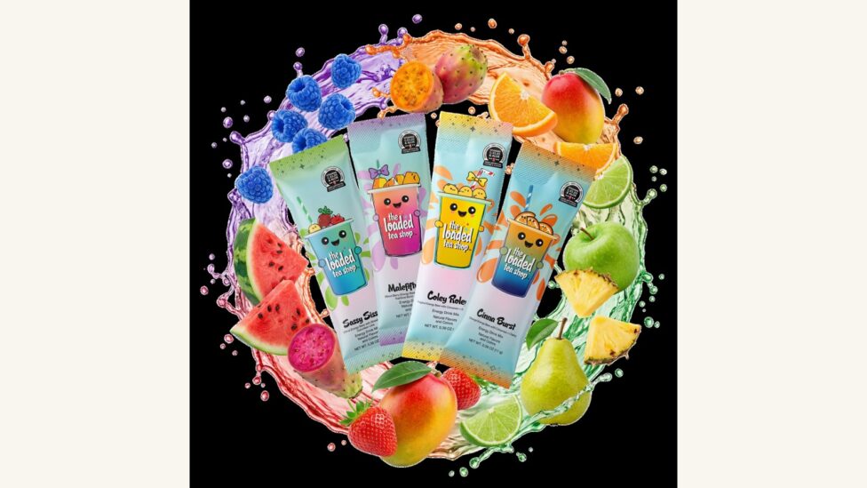 The Loaded Tea Shop colorful loaded tea flavor packets and drinks